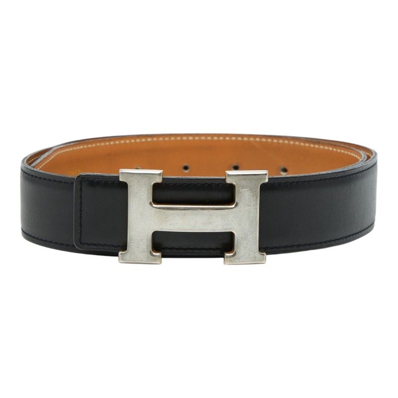 Hermes Constance Belt Reversible 70 Black Beige Box Calf
