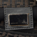 Fendi Zucchino Handbag Mini Tote Brown Canvas Leather — view 9