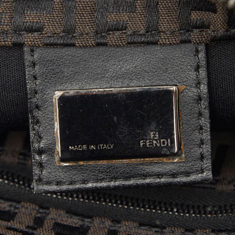 Fendi Zucchino Handbag Mini Tote Brown Canvas Leather — view 9