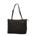 Fendi Zucchino Handbag Mini Tote Brown Canvas Leather