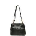 Chanel CC Logo Chain Tote Shoulder Bag Black Caviar Leather
