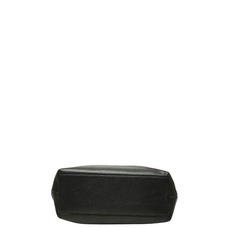 Chanel CC Logo Chain Tote Shoulder Bag Black Caviar Leather — view 3