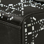 Dior Crystal Cannage Lady Dior Mini 2-Way Shoulder Bag Black Satin — view 4