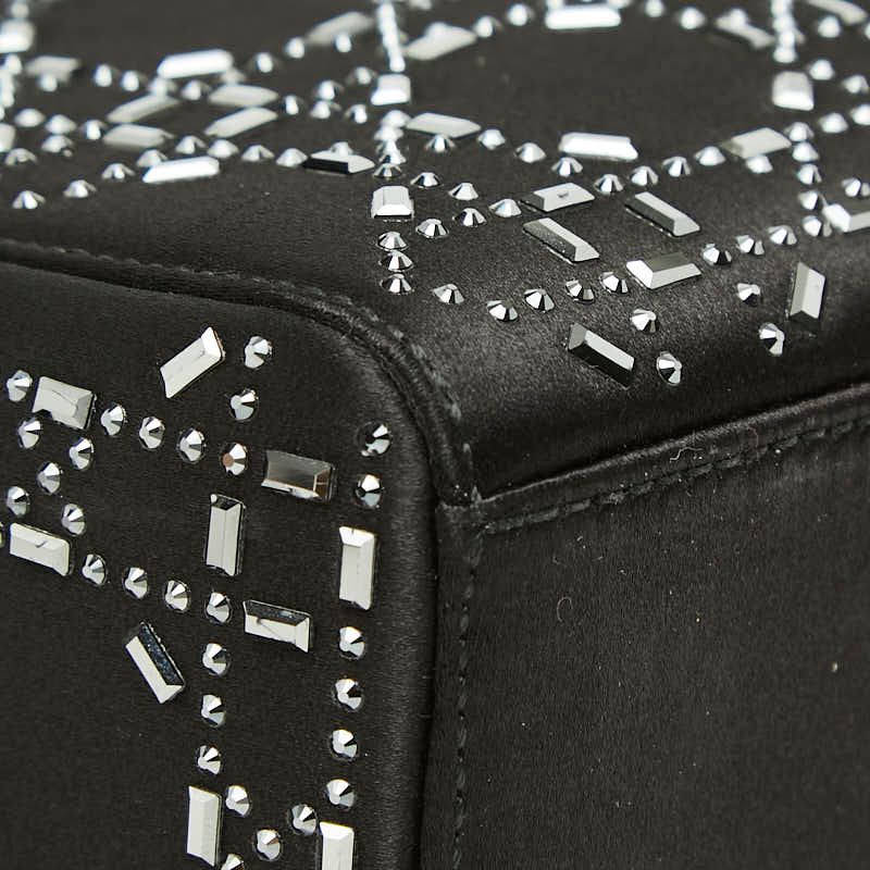 Dior Crystal Cannage Lady Dior Mini 2-Way Shoulder Bag Black Satin — view 7