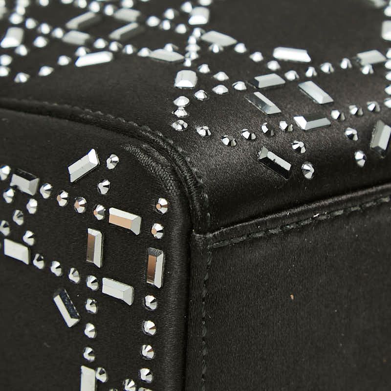 Dior Crystal Cannage Lady Dior Mini 2-Way Shoulder Bag Black Satin — view 5