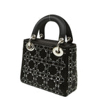 Dior Crystal Cannage Lady Dior Mini 2-Way Shoulder Bag Black Satin — view 2