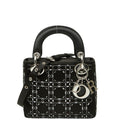 Dior Crystal Cannage Lady Dior Mini 2-Way Shoulder Bag Black Satin