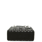 Dior Crystal Cannage Lady Dior Mini 2-Way Shoulder Bag Black Satin — view 3