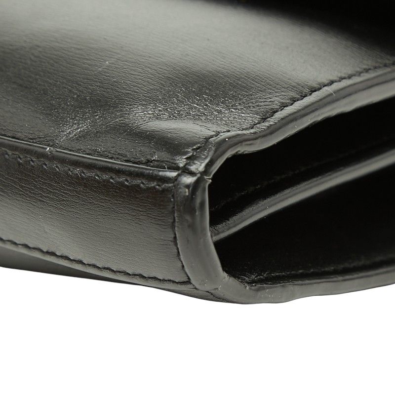 Saint Laurent YSL Logo Crossbody Chain Wallet Shoulder Bag Black Leather — view 4