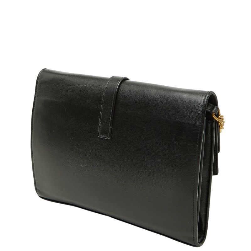 Saint Laurent YSL Logo Crossbody Chain Wallet Shoulder Bag Black Leather — view 2