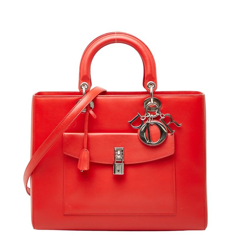 Dior 2-Way Shoulder Bag Red Leather