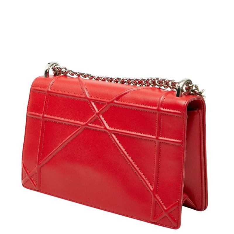 Diorama Chain Shoulder Bag Red Leather — view 2