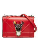 Diorama Chain Shoulder Bag Red Leather