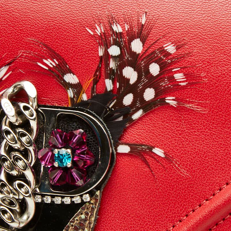 Diorama Chain Shoulder Bag Red Leather — view 9