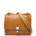 Fendi Canai Mini Chain Shoulder Bag Brown Leather