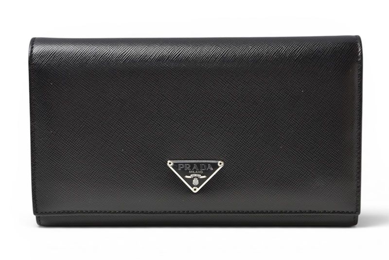 Prada Wallet Saffiano Leather Nero Black Vintage