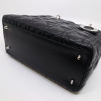 Dior Lady Dior Handbag 2-Way Leather Black Silver — view 4