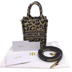 Dior Book Tote Mini Leopard Vertical Handbag 2-Way Gold — view 9
