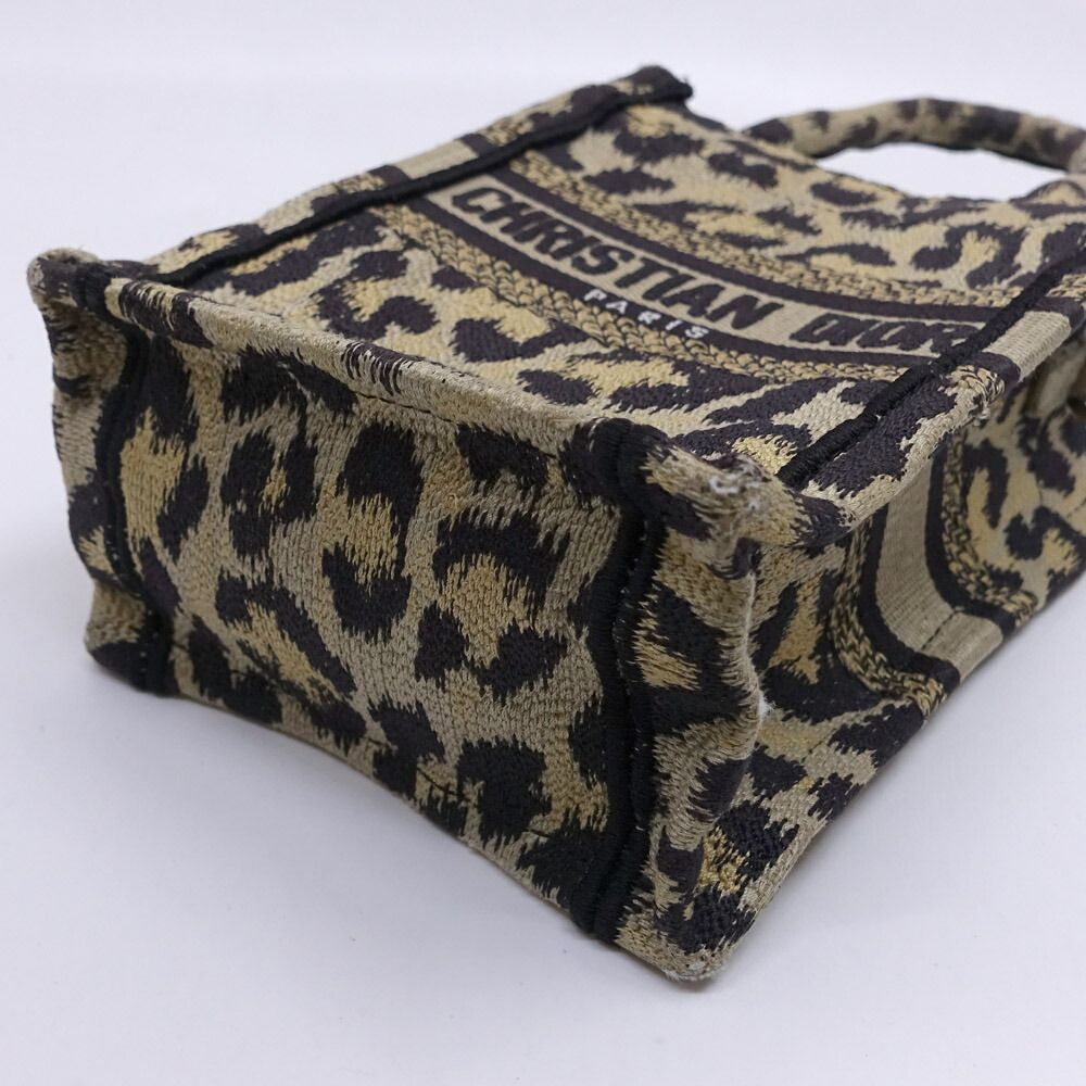 Dior Book Tote Mini Leopard Vertical Handbag 2-Way Gold — view 4