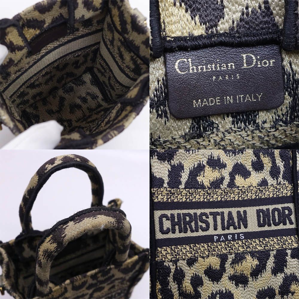 Dior Book Tote Mini Leopard Vertical Handbag 2-Way Gold — view 6