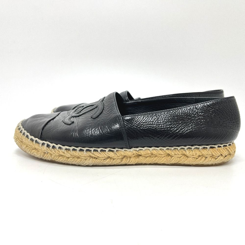 Chanel Slip on CC Logo Espadrilles Leather Black Slipper — view 5