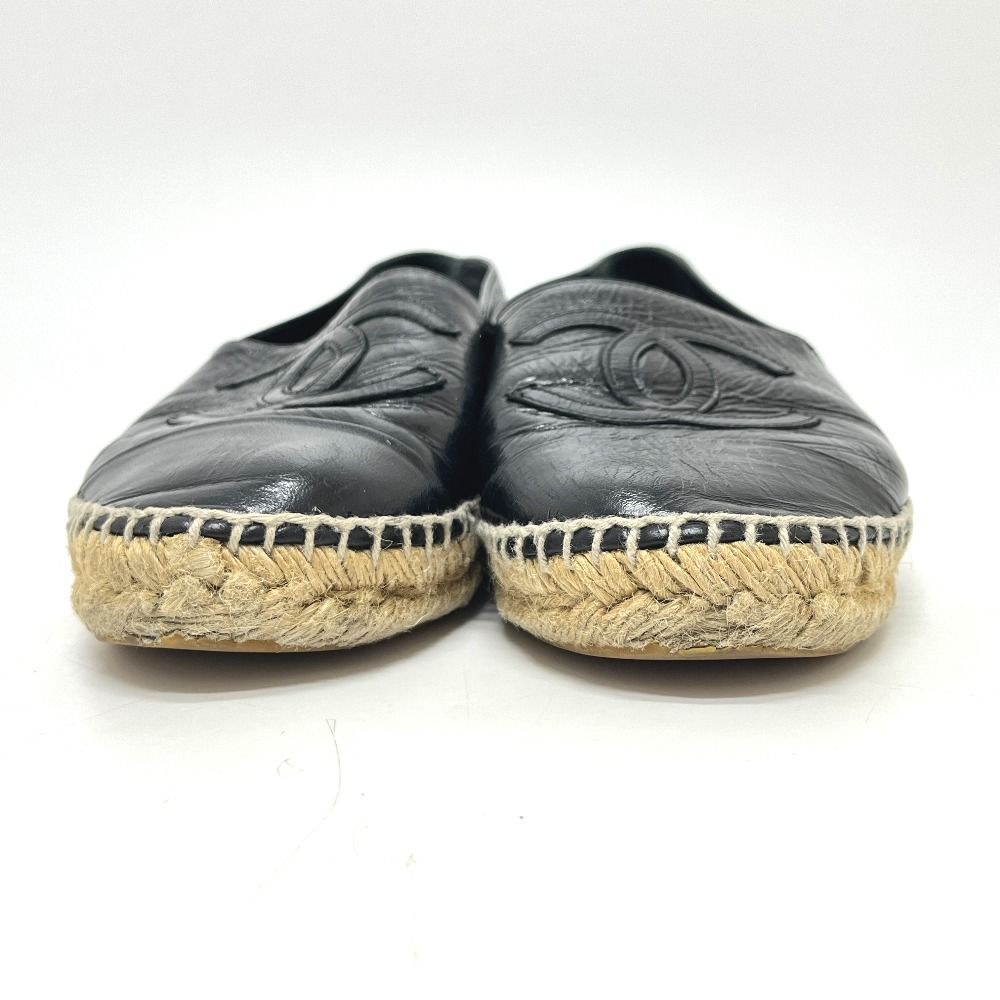 Chanel Slip on CC Logo Espadrilles Leather Black Slipper — view 2