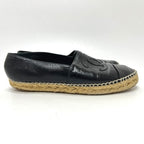 Chanel Slip on CC Logo Espadrilles Leather Black Slipper — view 3