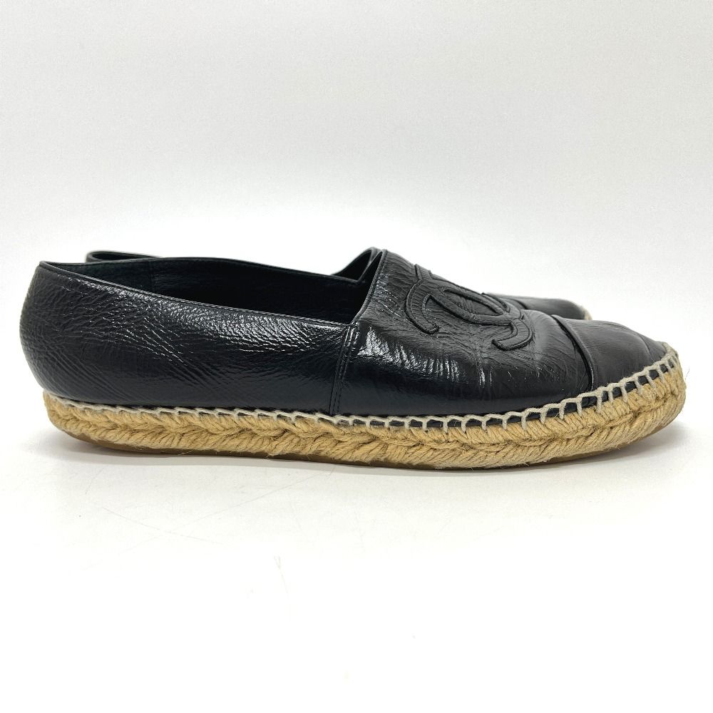 Chanel Slip on CC Logo Espadrilles Leather Black Slipper — view 3