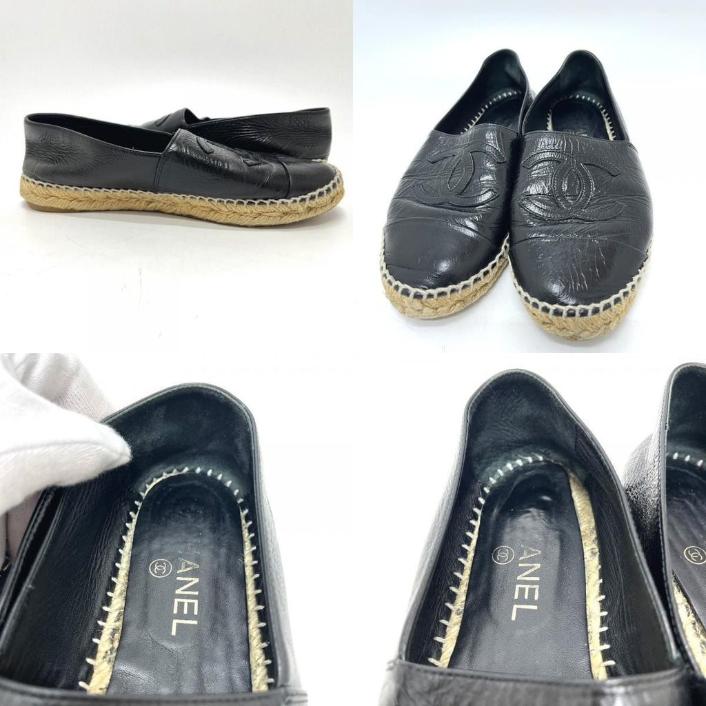 Chanel Slip on CC Logo Espadrilles Leather Black Slipper — view 7