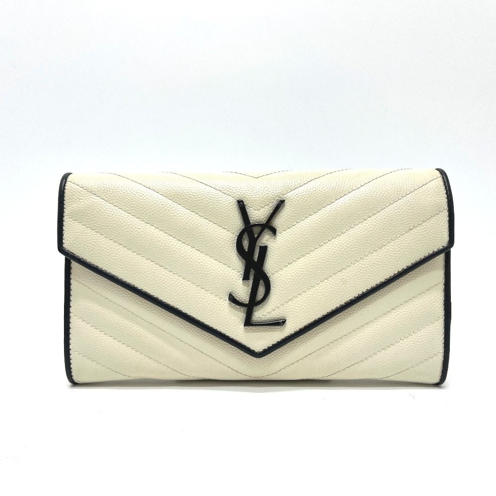 Saint Laurent Paris Wallet Cassandra Chez Blanc Bicolor Leather White