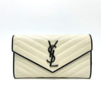 Saint Laurent Paris Wallet Cassandra Chez Blanc Bicolor Leather White