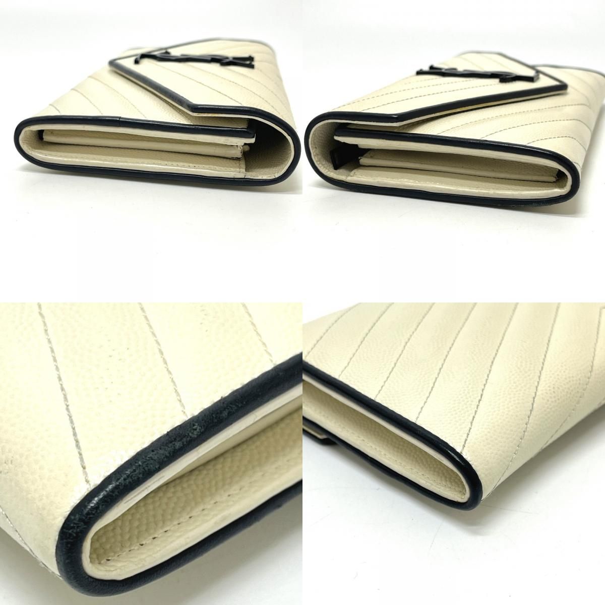 Saint Laurent Paris Wallet Cassandra Chez Blanc Bicolor Leather White — view 6