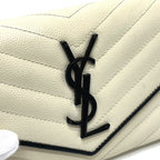 Saint Laurent Paris Wallet Cassandra Chez Blanc Bicolor Leather White — view 5