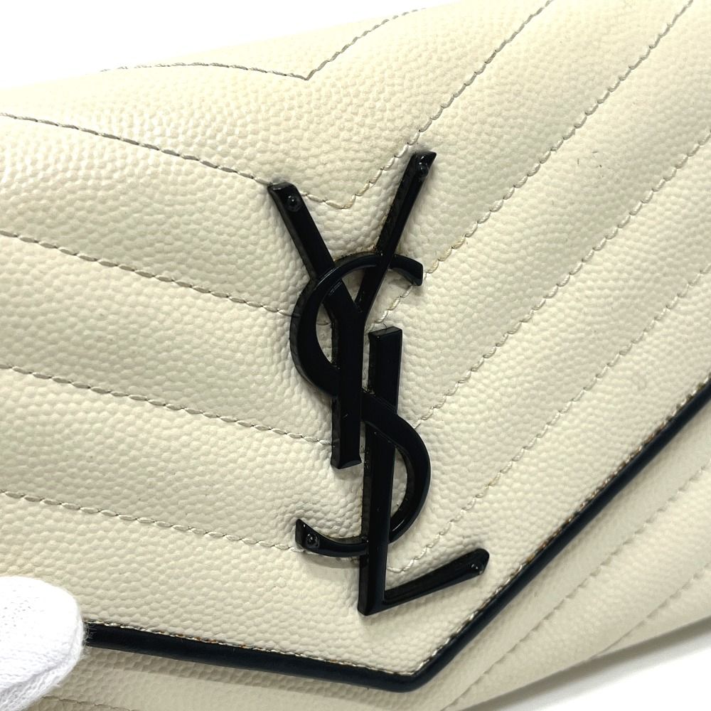 Saint Laurent Paris Wallet Cassandra Chez Blanc Bicolor Leather White — view 5