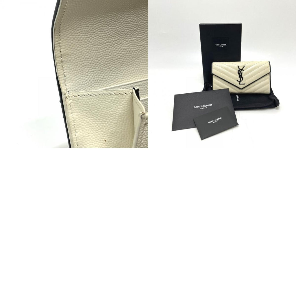 Saint Laurent Paris Wallet Cassandra Chez Blanc Bicolor Leather White — view 9