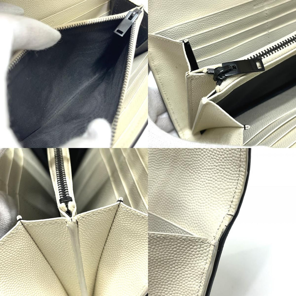 Saint Laurent Paris Wallet Cassandra Chez Blanc Bicolor Leather White — view 8