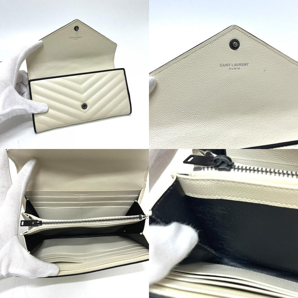 Saint Laurent Paris Wallet Cassandra Chez Blanc Bicolor Leather White — view 7
