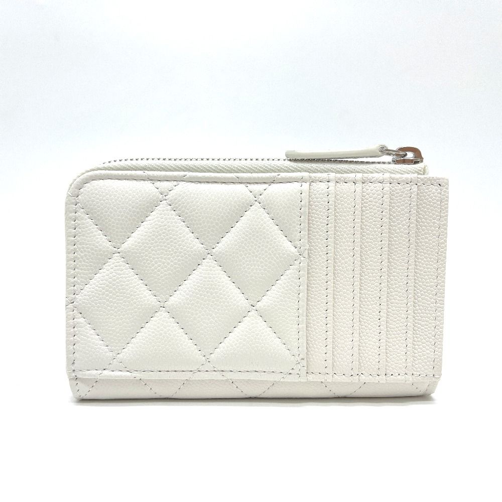 Chanel Coin Case CC Logo Fragment Caviar Leather White — view 2