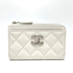 Chanel Coin Case CC Logo Fragment Caviar Leather White