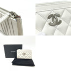 Chanel Coin Case CC Logo Fragment Caviar Leather White — view 9
