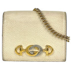 Gucci Zumi Chain Wallet Horsebit Leather Ivory Shoulder