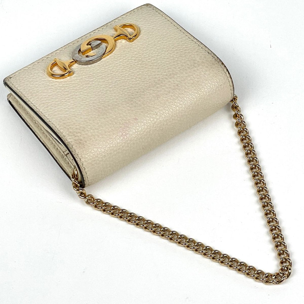 Gucci Zumi Chain Wallet Horsebit Leather Ivory Shoulder — view 6