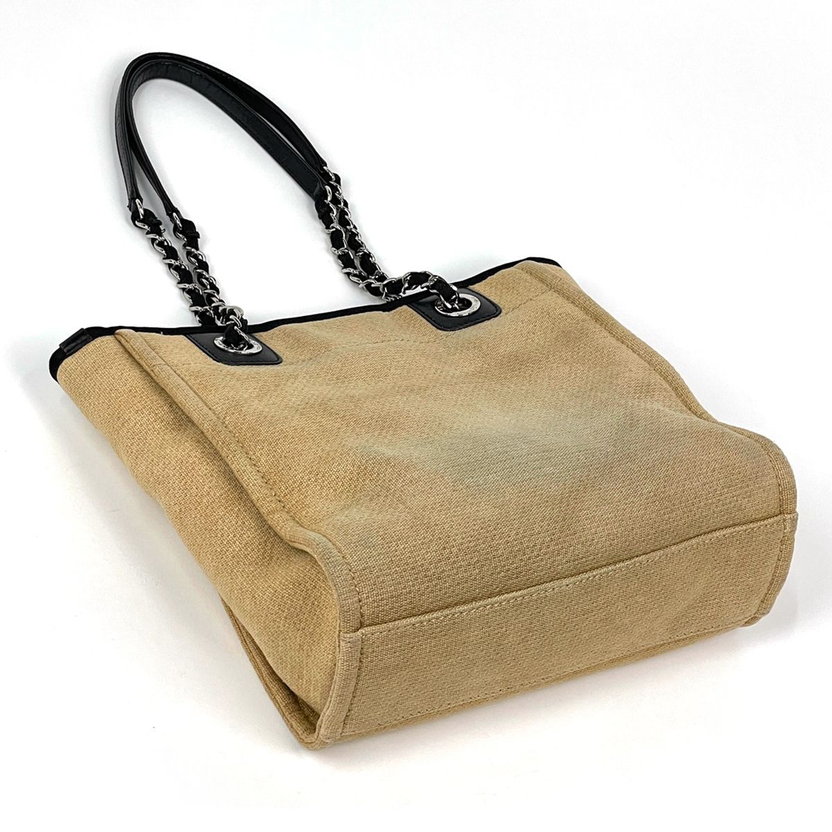 Chanel Deauville Chain Tote CC Logo PM Canvas Beige — view 2