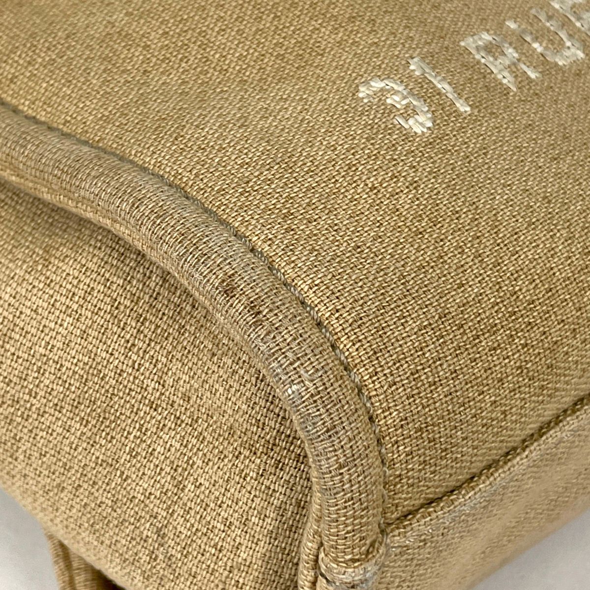 Chanel Deauville Chain Tote CC Logo PM Canvas Beige — view 3