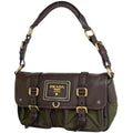 Prada Logo Shoulder Bag Khaki Nylon Green Beige