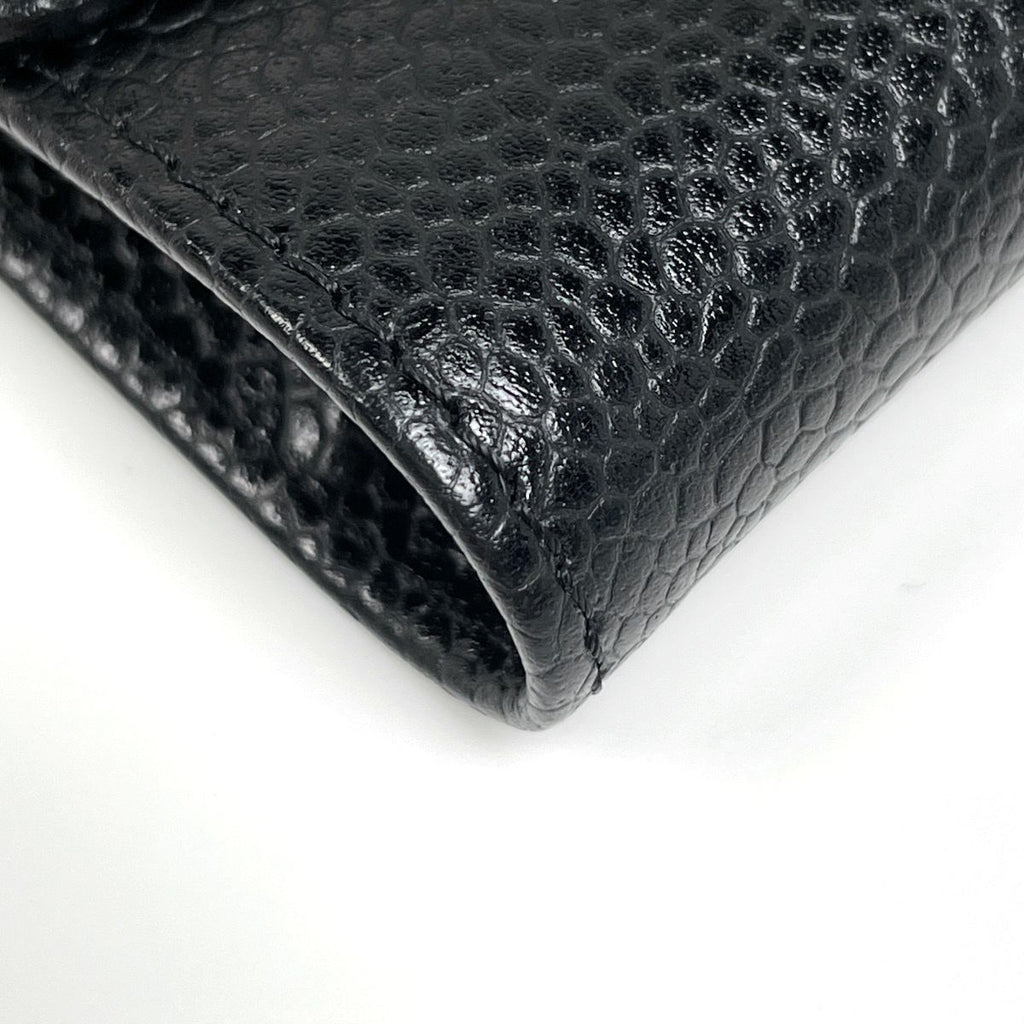 Chanel CC Logo Trifold Wallet Caviar Leather Black — view 3