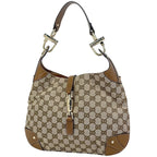 Gucci New Jackie Line Shoulder Bag GG Pattern Canvas Beige Brown