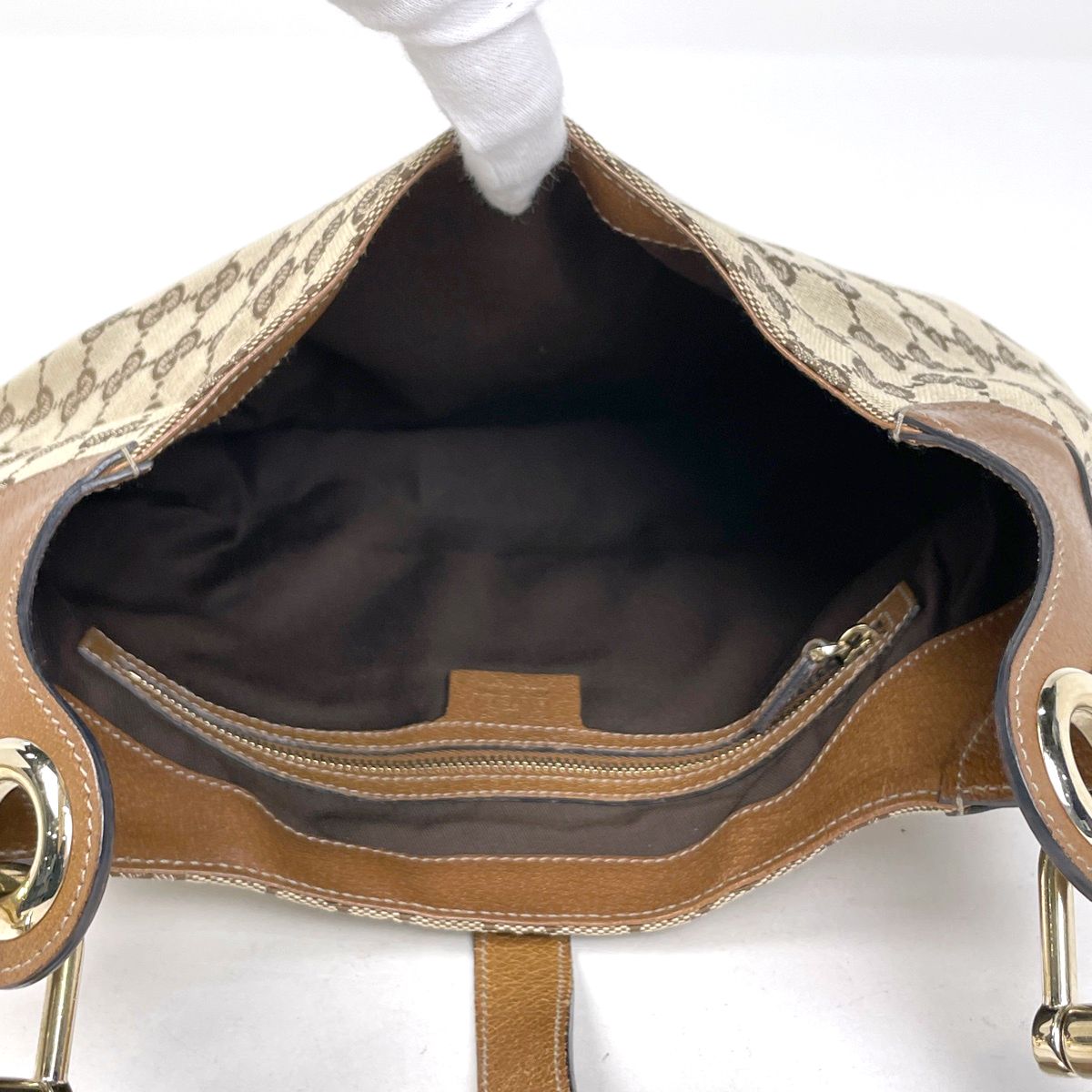 Gucci New Jackie Line Shoulder Bag GG Pattern Canvas Beige Brown — view 9