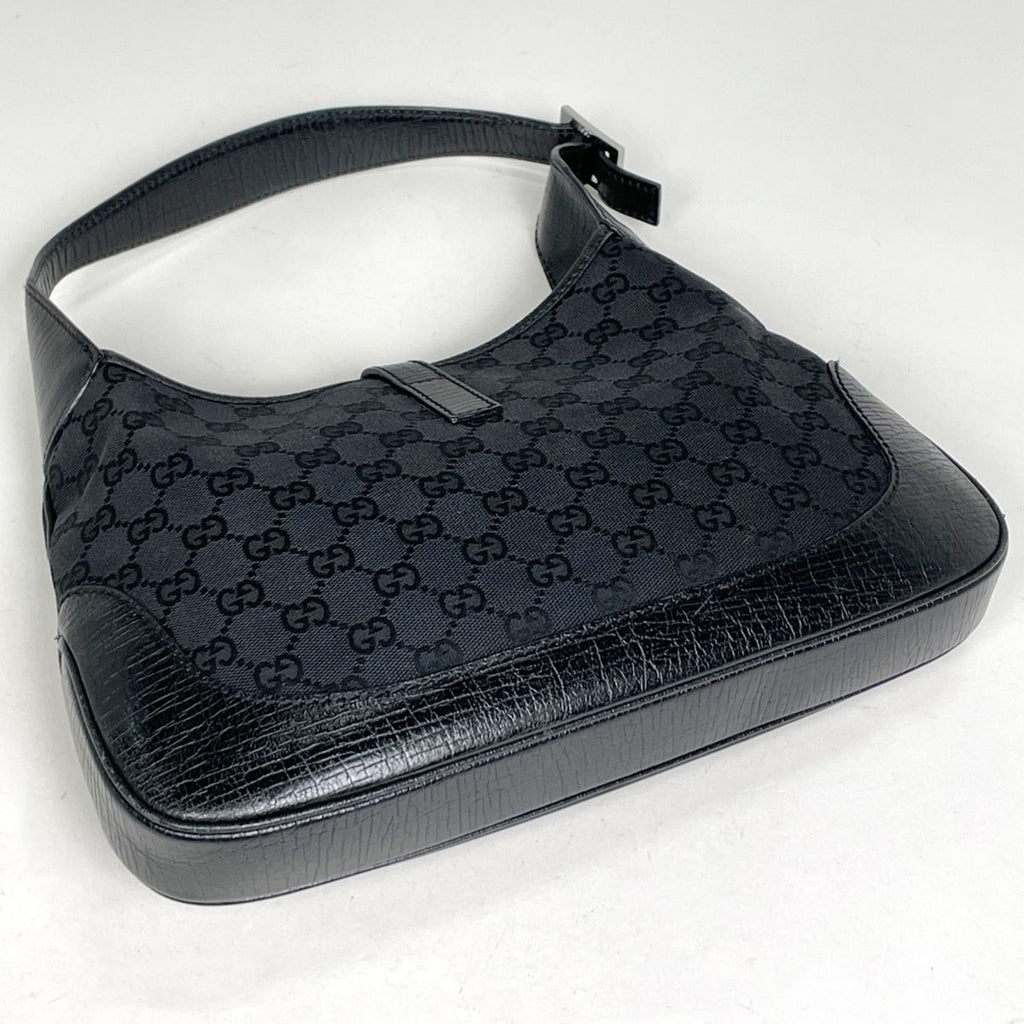 Gucci Jackie Line Shoulder Bag GG Pattern Canvas Black — view 2