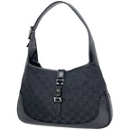 Gucci Jackie Line Shoulder Bag GG Pattern Canvas Black